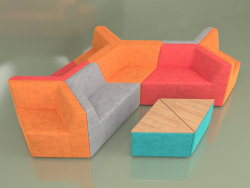 Sofá modular de 10 lugares Origami