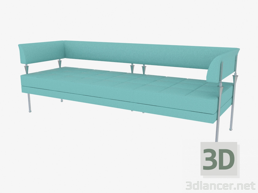 Modelo 3d sofá de couro Triplo - preview