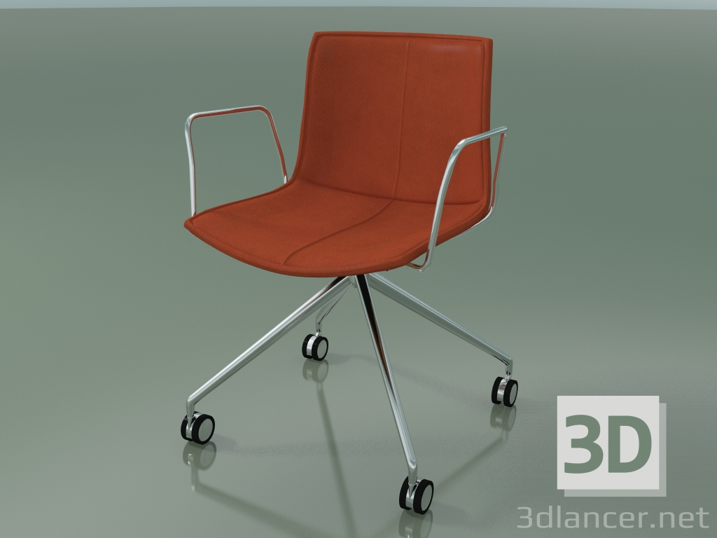 modèle 3D Chaise 0317 (4 roulettes, avec accoudoirs, LU1, avec intérieur en cuir amovible, housse 1) - preview