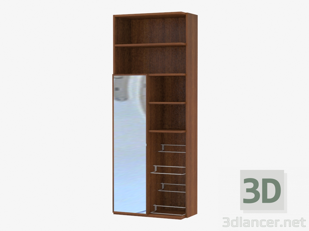Modelo 3d Elemento de parede de móveis com prateleiras abertas e espelho - preview