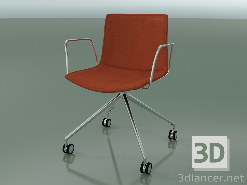 Modelo 3d Cadeira 0317 (4 rodízios, com braços, LU1, com interior em couro removível, capa 3) - preview