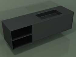 Lavabo avec tiroir et compartiment (06UC934D2, Deep Nocturne C38, L 168, P 50, H 48 cm)