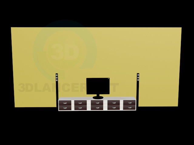 3d model cupboard for TV - preview