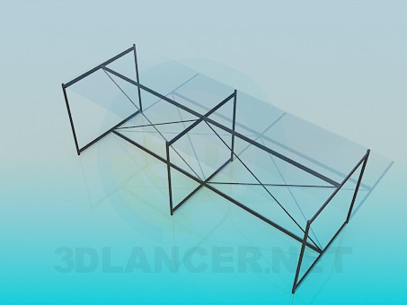 modèle 3D Table basse de forme oblongue - preview