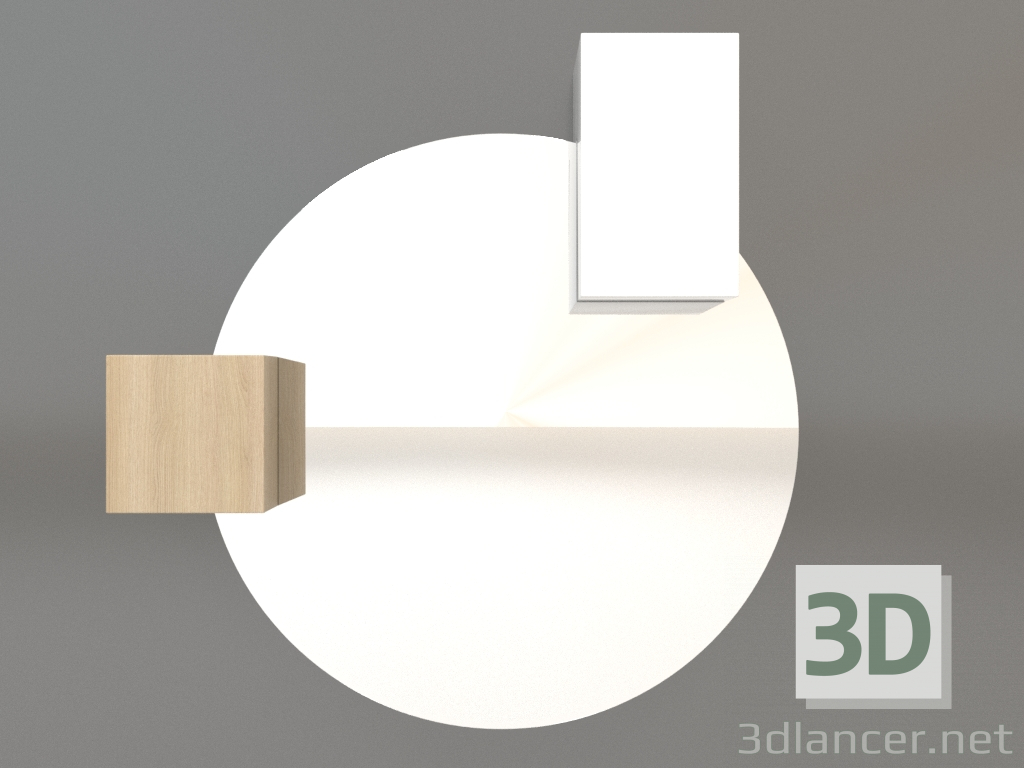 3 डी मॉडल मिरर ZL 07 (672х679, लकड़ी सफेद, सफेद) - पूर्वावलोकन