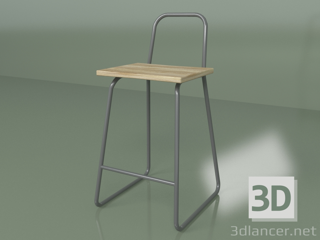 3d модель Полубарний стілець з високою спинкою (темно-сірий) – превью