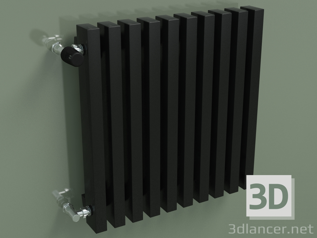 modello 3D Radiatore verticale RETTA (10 sezioni 500 mm 60x30, nero lucido) - anteprima