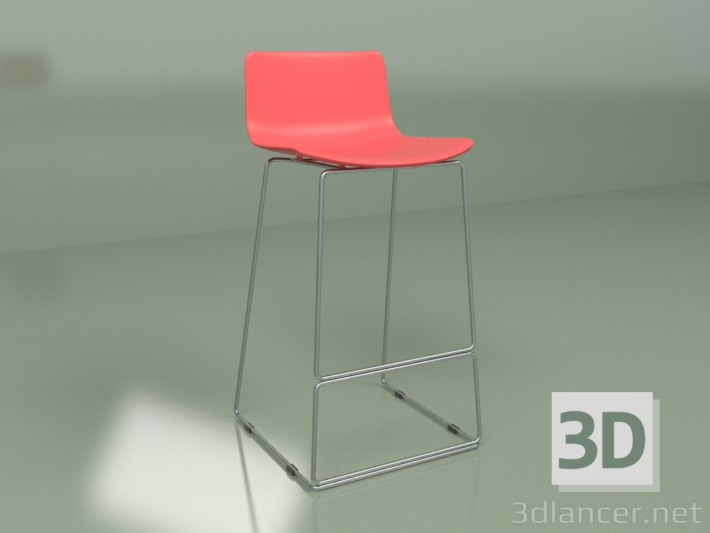 3d модель Барный стул Neo (красный, хром) – превью