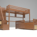 3d Кровать двухъярусная модель купить - ракурс