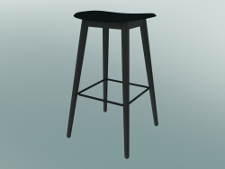 Bar stool with Fiber wood base (H 75 cm, Black)