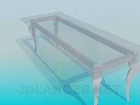 modèle 3D Table en verre long dans une implémentation classique - preview