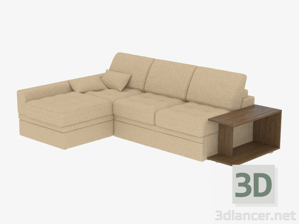 3d model Corner sofa bed with table - preview