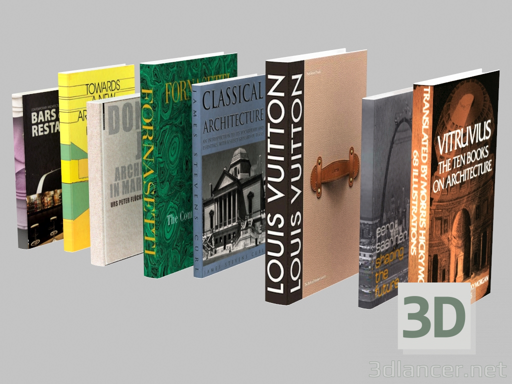 3D modeli Fornasetti ve Vuitton kitaplarından oluşan bir dizi - önizleme