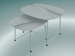 टेबल क्यूपी लाउंज टेबल (9100-51, एचपीएल मर्मर 10 मिमी बियान्को कारारा, क्रोमेड)