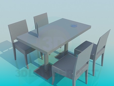 3D Modell Tisch und Stühle für Cafe - Vorschau