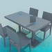 modello 3D Tavolo e sedie per Cafe - anteprima