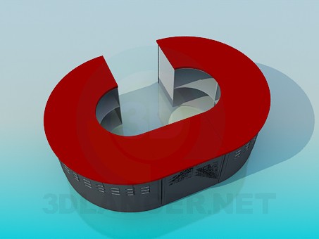 modello 3D Ovale della reception - anteprima