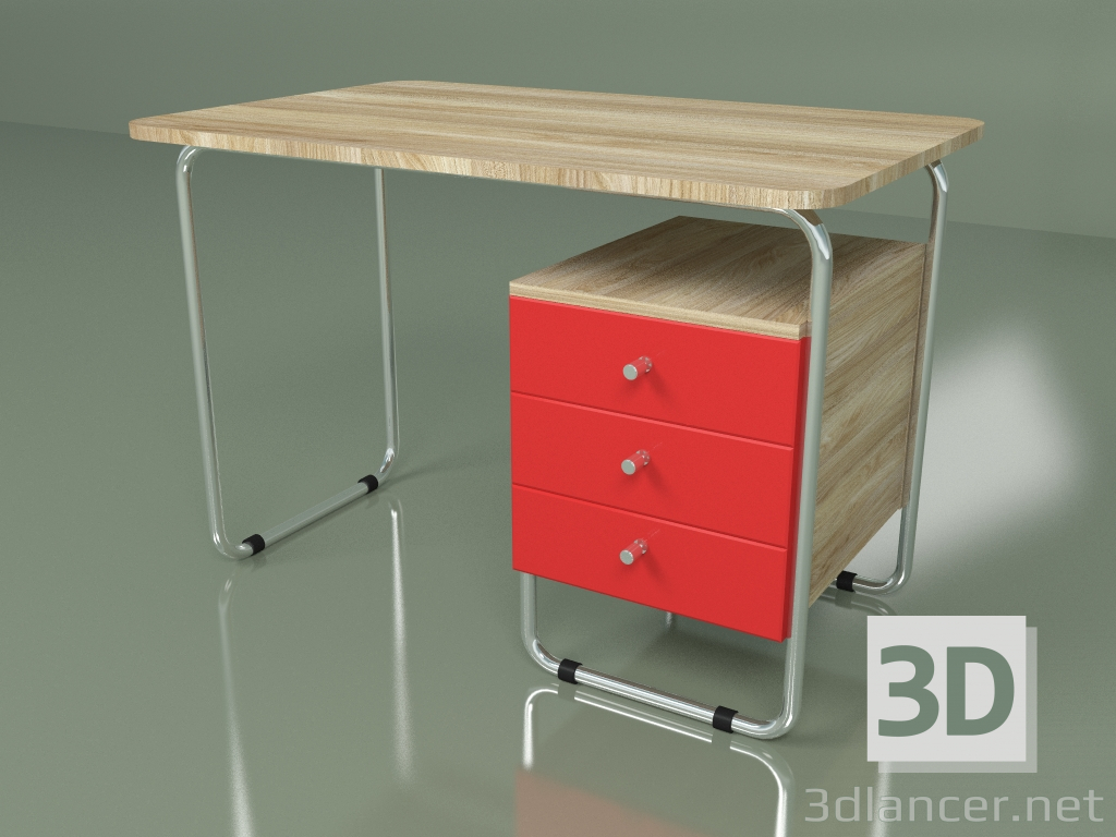 3d модель Рабочий стол (красный) – превью