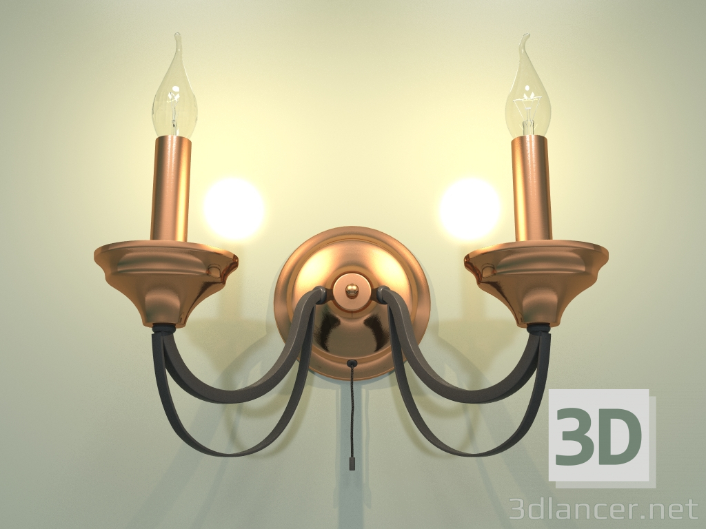 modello 3D Lampada da parete Lazzaro 60098-2 (nero) - anteprima