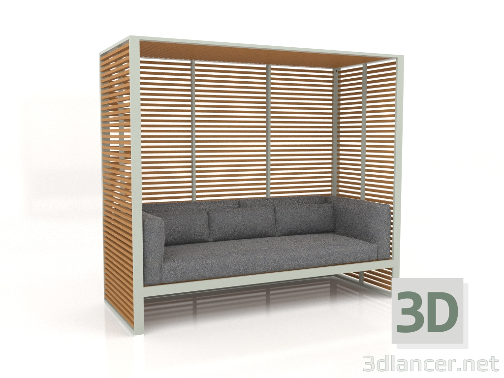 modello 3D Divano Al Fresco con struttura in alluminio in legno artificiale (Grigio cemento) - anteprima
