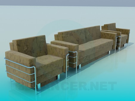 modèle 3D Canapé avec fauteuil - preview