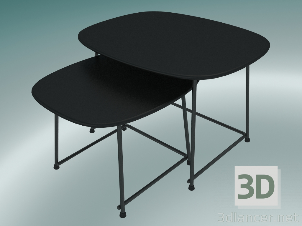 3D Modell Tische CUP Couchtische (9100-51, HPL schwarz, schwarz pulverbeschichtet) - Vorschau