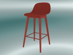 Cadeira alta com base de madeira e encosto em fibra (H 65 cm, vermelho empoeirado)