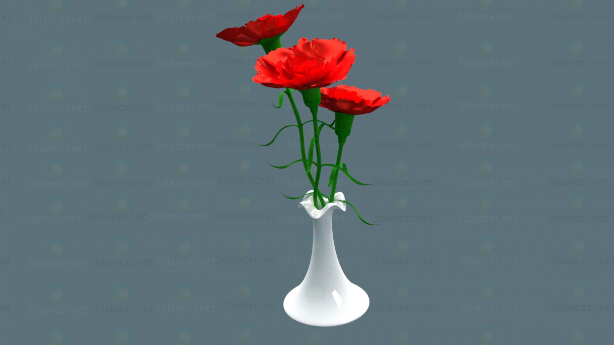 3D Modell Nelken in vase - Vorschau