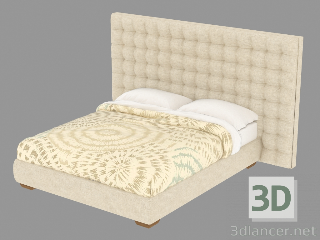 3d model Double bed with high back Sanya - preview