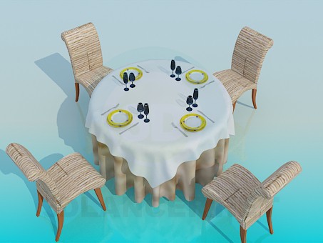 3d model Table in the restaurant - preview