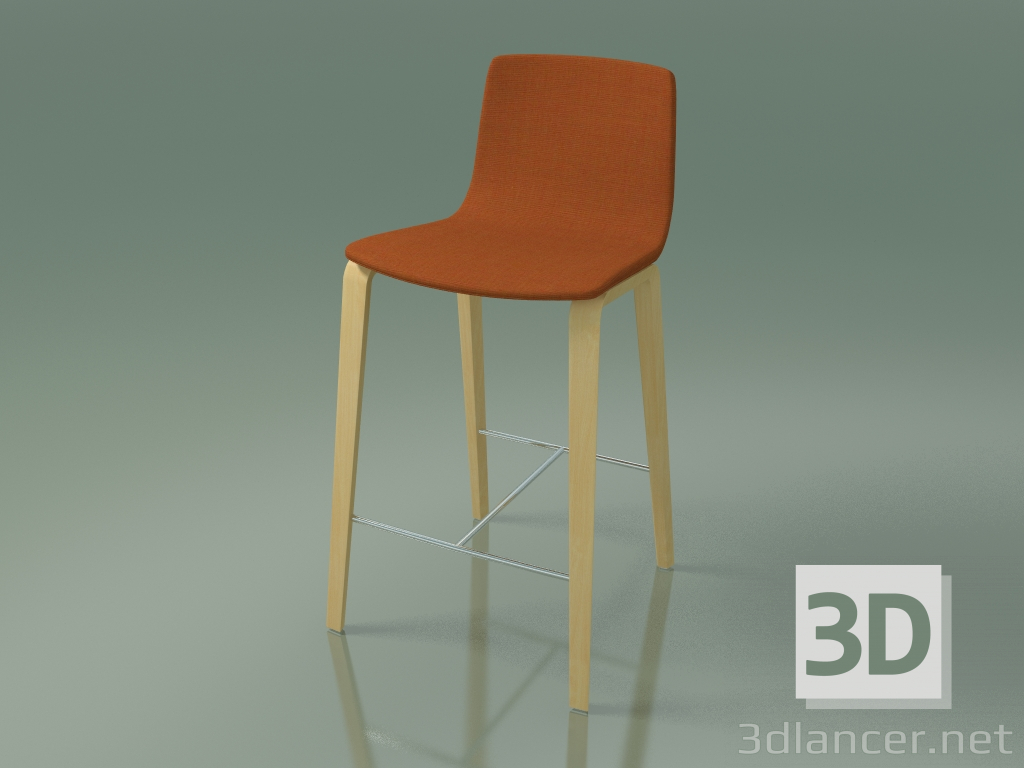 modello 3D Sedia da bar 5902 (4 gambe in legno, imbottita, betulla naturale) - anteprima