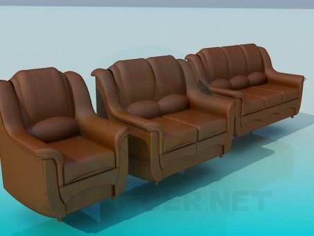 Modelo 3d Sofá com cadeira - preview