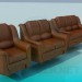 modèle 3D Sofa avec chaise - preview