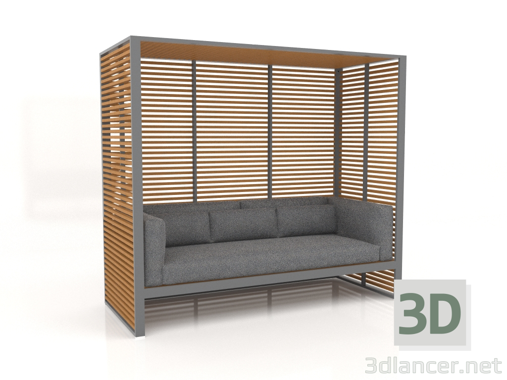 3d model Al Fresco sofa with an aluminum frame made of artificial wood (Anthracite) - preview
