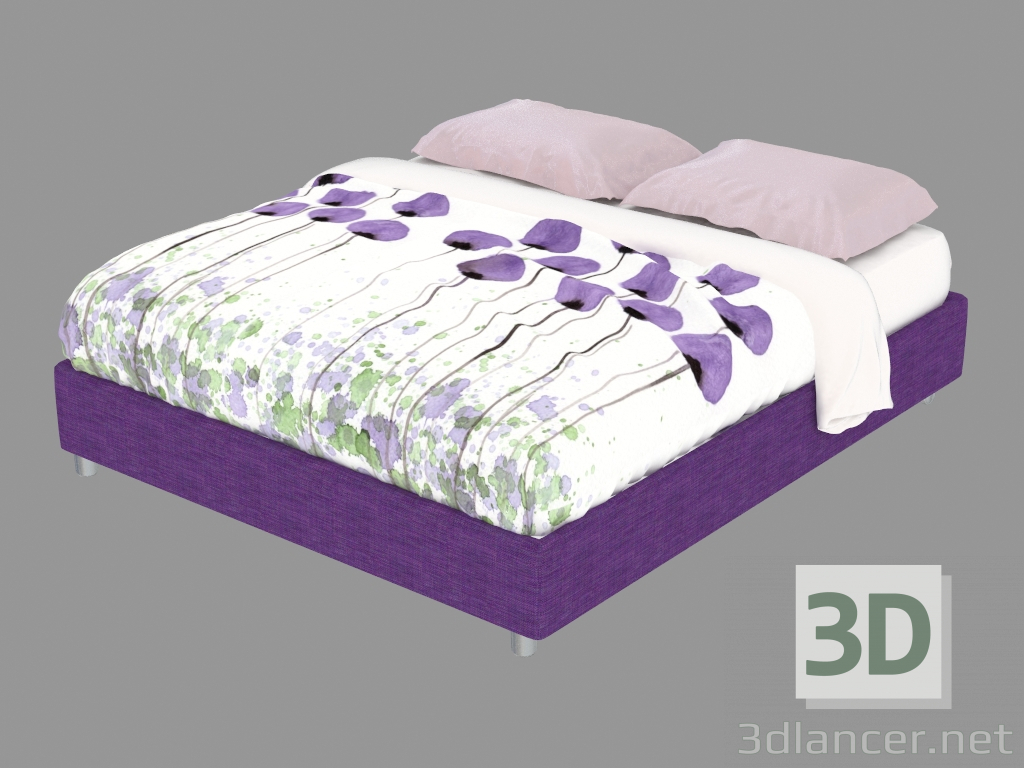 3d model Double bed with storage section Sommier - preview