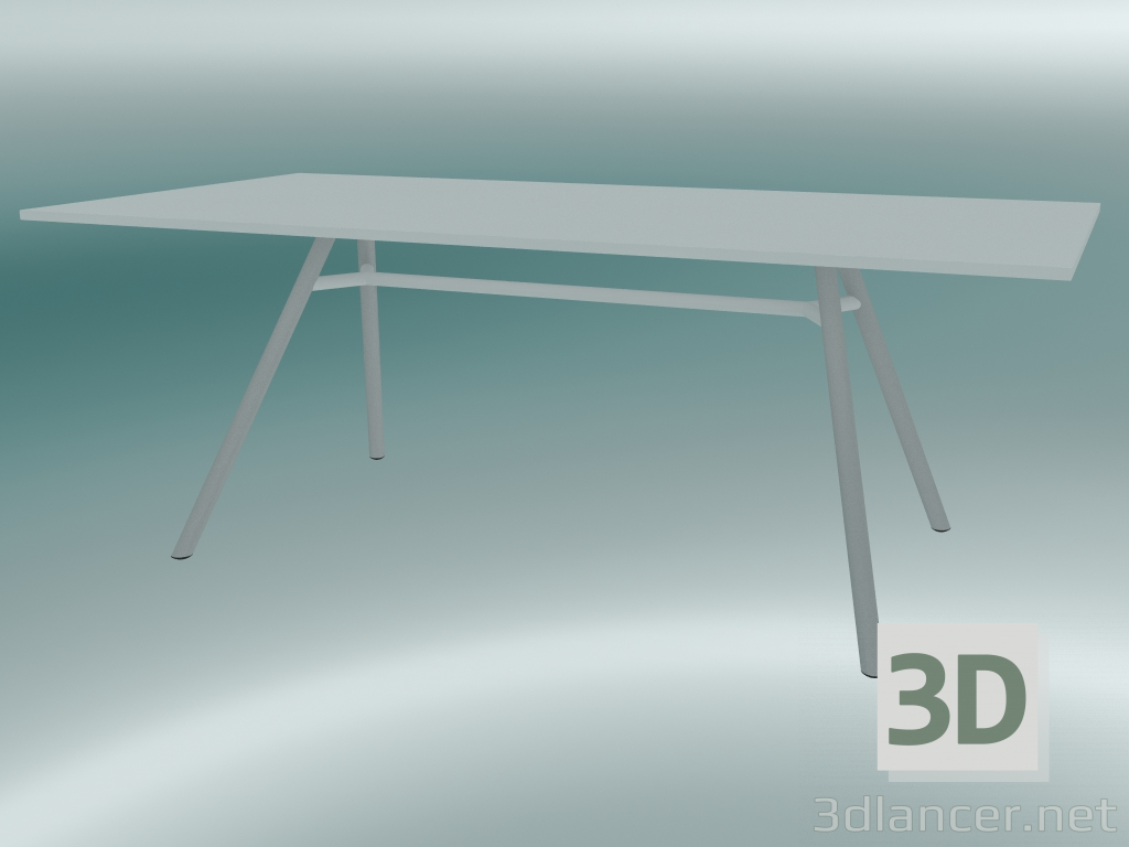modello 3D Tavolo MART (9820-01 (100x200 cm), H 73 cm, HPL bianco, estruso di alluminio, verniciato a polvere b - anteprima