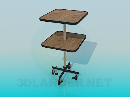 3d model Mesa de dos niveles con ruedas - vista previa
