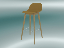 Bar stool with wooden base and back Fiber (H 75 cm, Oak, Ocher)