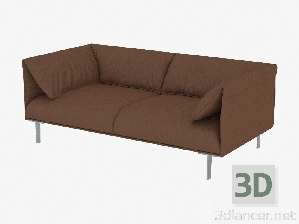 modèle 3D Sofa en cuir marron double - preview