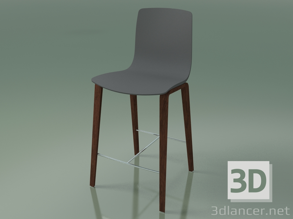 modèle 3D Chaise de bar 3993 (4 pieds en bois, polypropylène, noyer) - preview