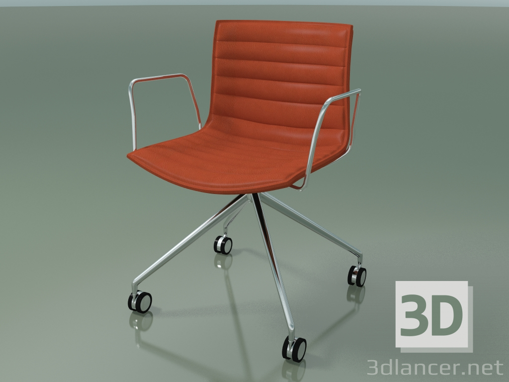 Modelo 3d Cadeira 0376 (4 rodízios, com braços, LU1, com estofamento em couro) - preview