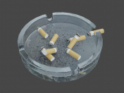 Cenicero con colillas de cigarrillos