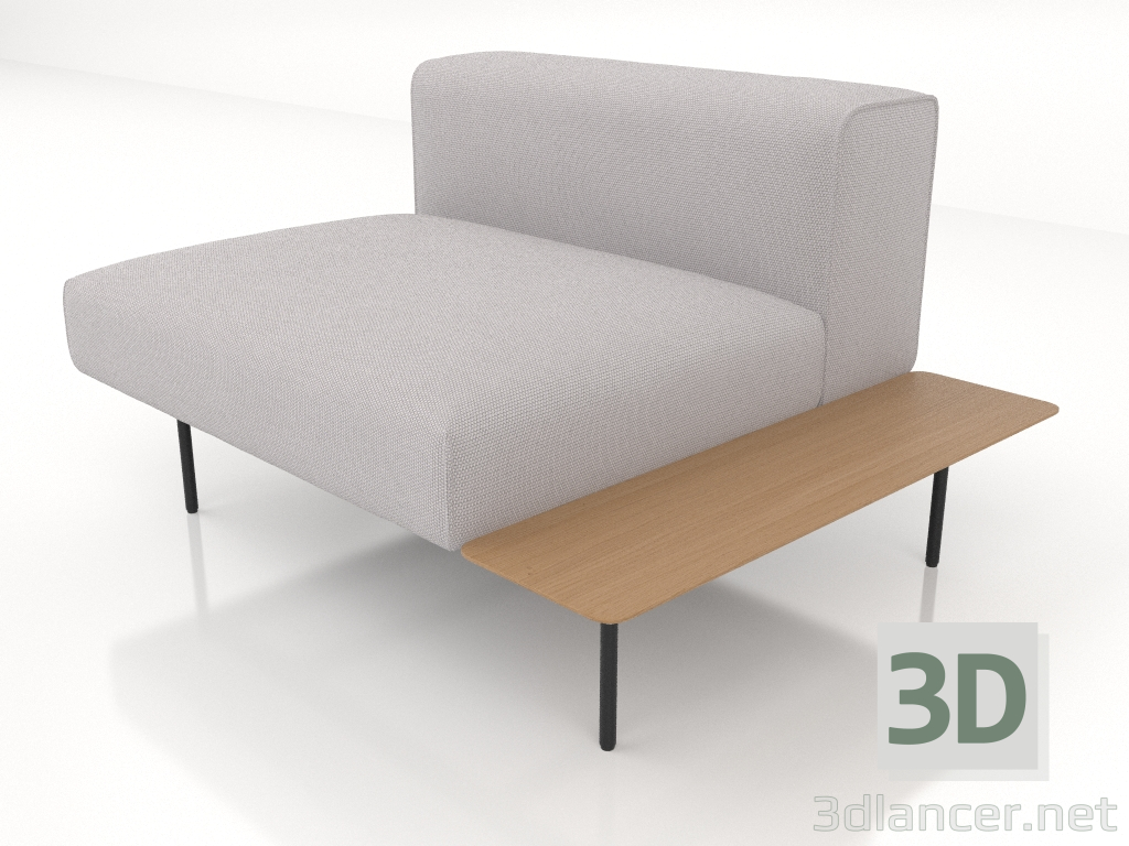 Modelo 3d Módulo de sofá de 1 lugar com prateleira à direita (opção 3) - preview