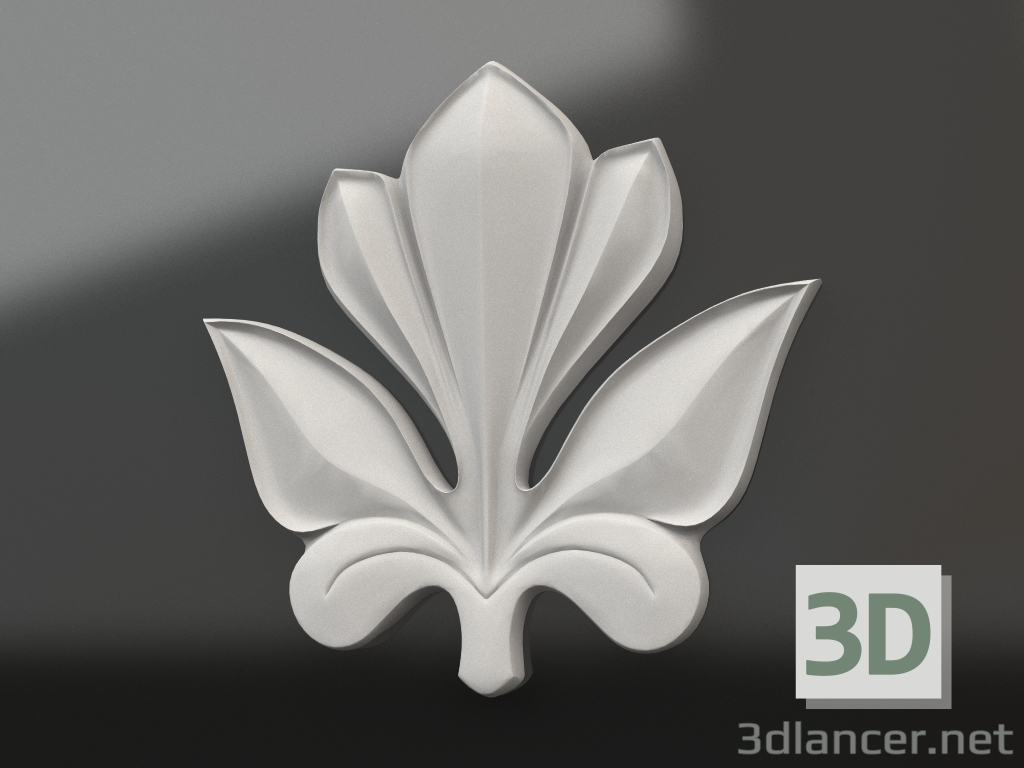 3d model Elemento decorativo de yeso DE 011 2 (50x50) - vista previa