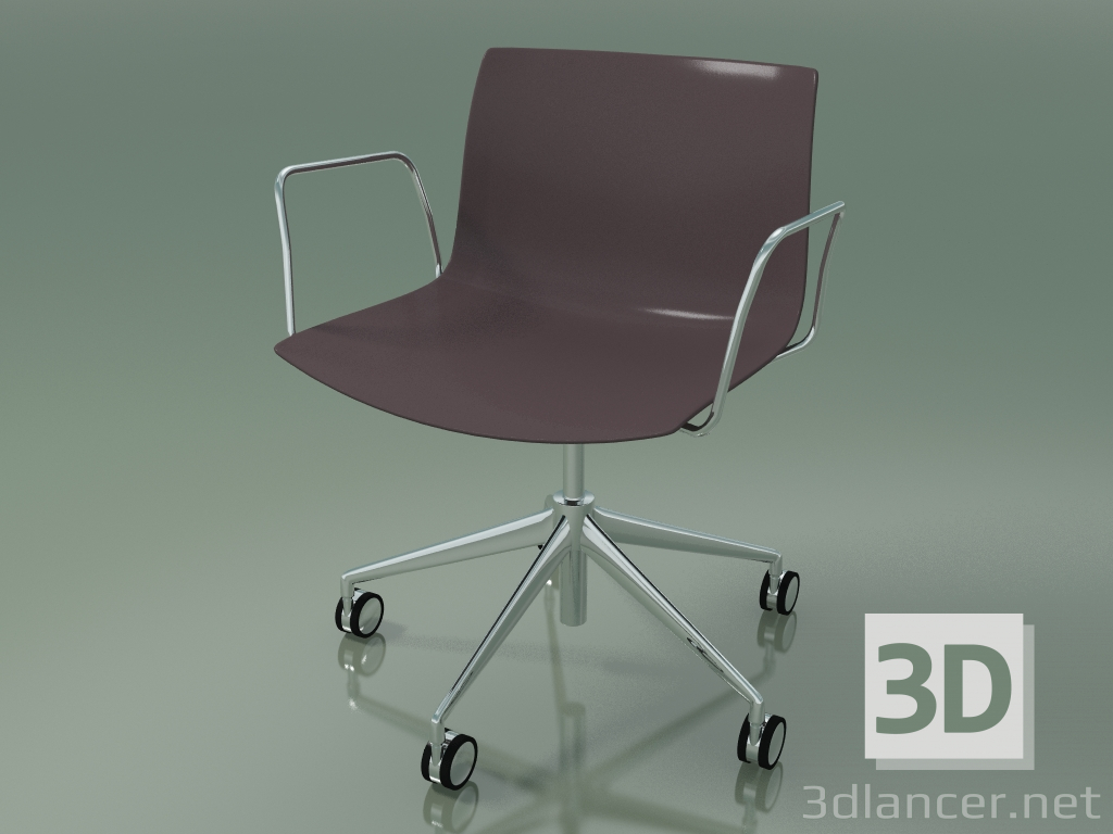 3 डी मॉडल कुर्सी 0213 (5 कैस्टर, आर्मरेस्ट, क्रोम, पॉलीप्रोपाइलीन PO00404 के साथ) - पूर्वावलोकन