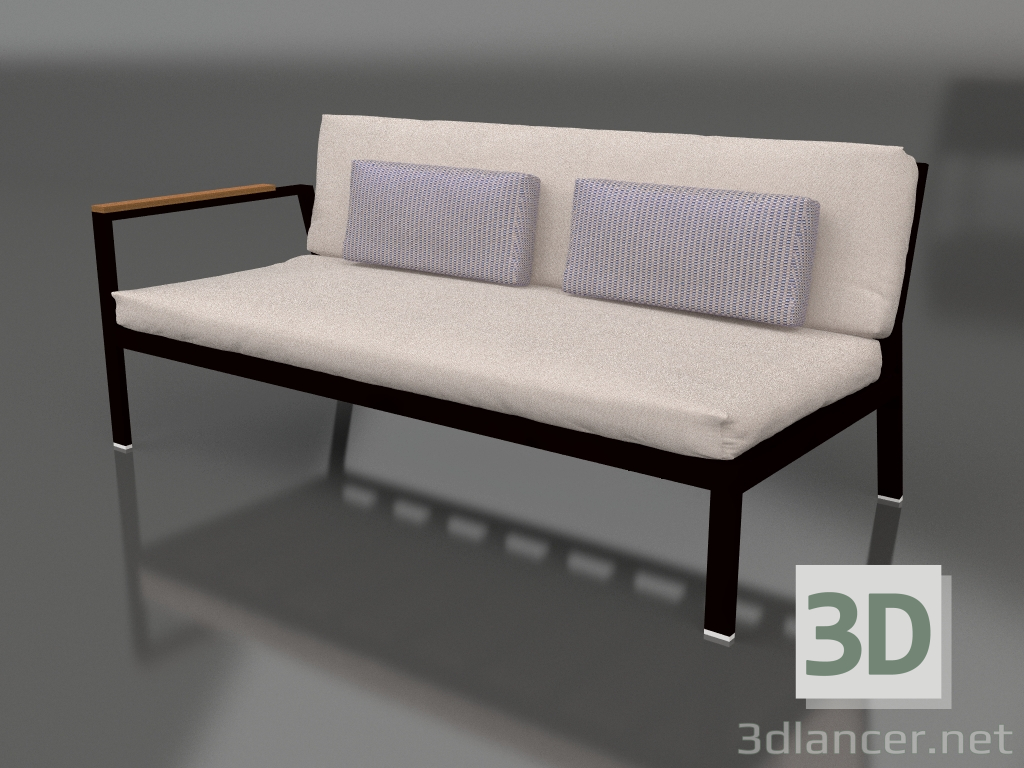 modello 3D Modulo divano, sezione 1 sinistra (Nero) - anteprima
