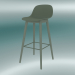 Modelo 3d Cadeira alta com base de madeira e encosto em fibra (H 75 cm, verde empoeirado) - preview