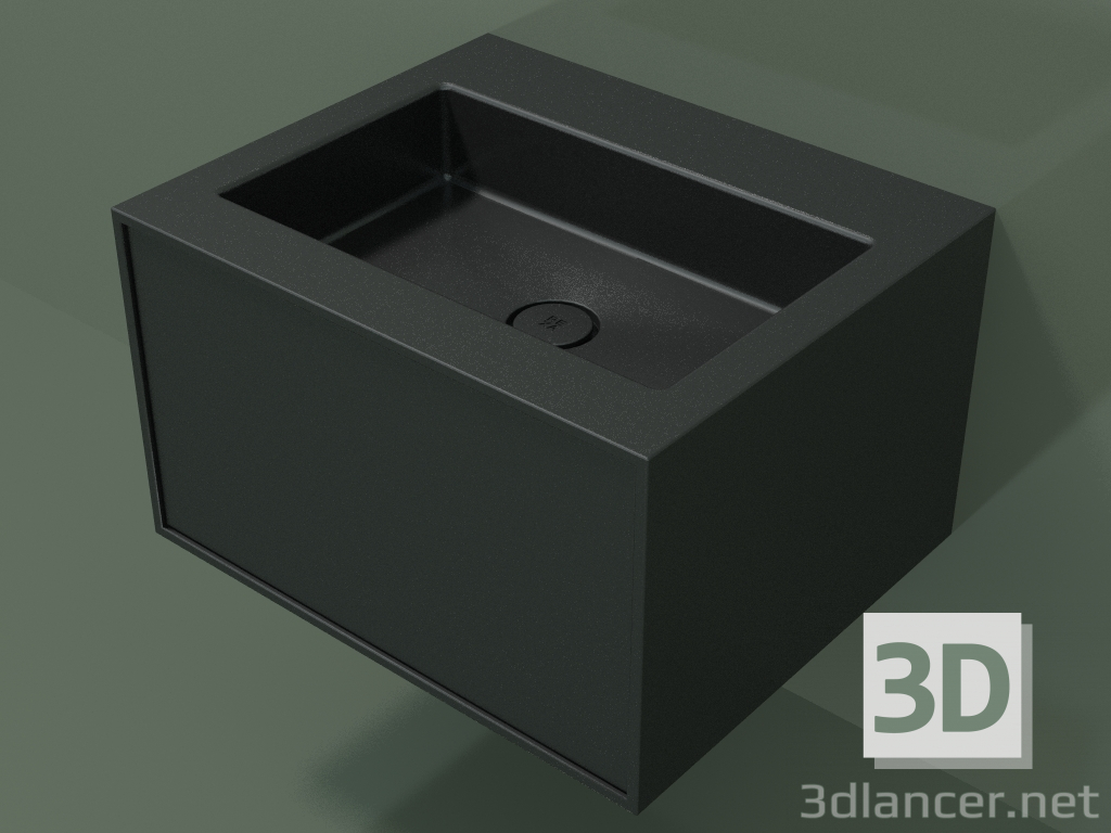 3D Modell Waschbecken mit Schublade (06UC32401, Deep Nocturne C38, L 60, P 50, H 36 cm) - Vorschau