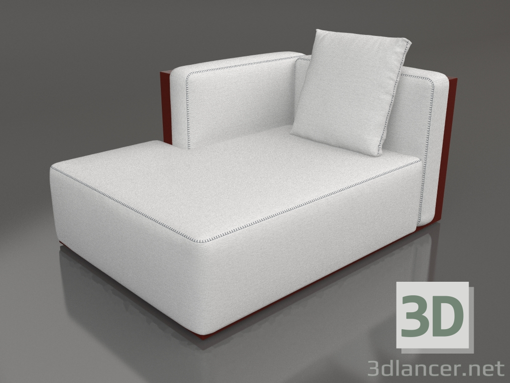modèle 3D Module canapé, section 2 à gauche (Rouge vin) - preview