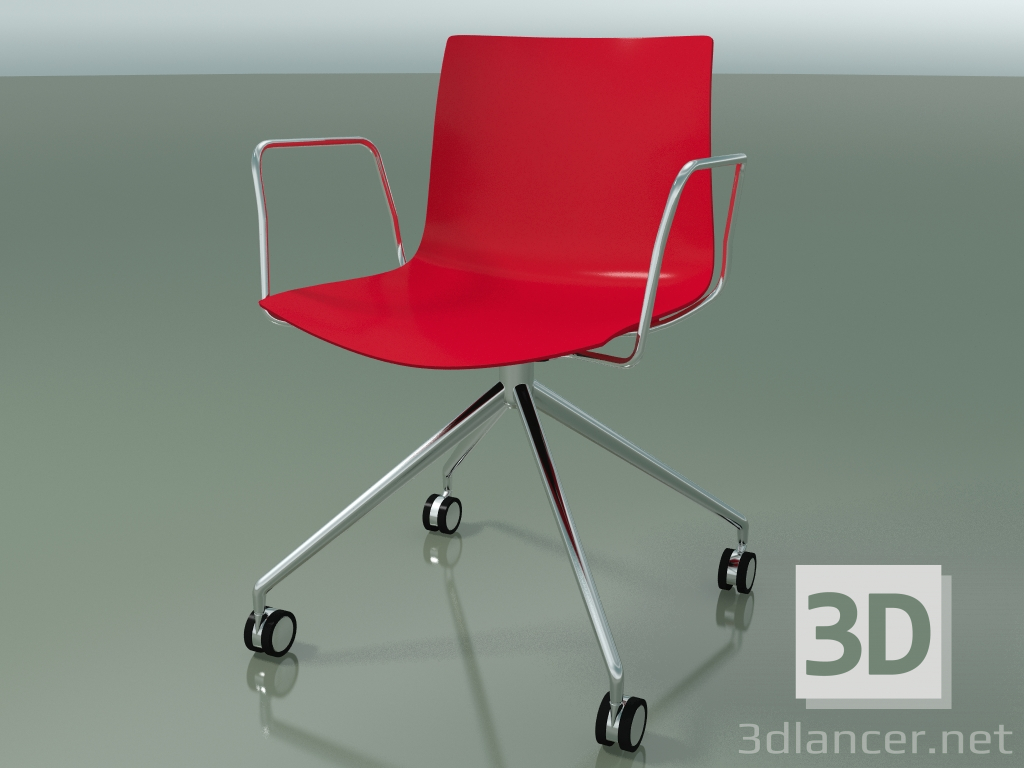 3D Modell Stuhl 0369 (4 Rollen, mit Armlehnen, LU1, Polypropylen PO00104) - Vorschau